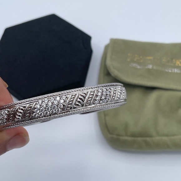 Judith Ripka Sterling Silver Diamonique Cuff Bracelet 925 CZ Rhodium Plated - Picture 8 of 10